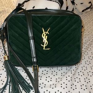 Saint Laurent LOU CAMERA BAG IN QUILTED SUEDE AND SMOOTH
LEATHER